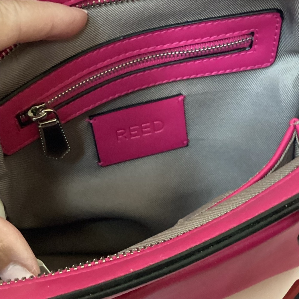 NWT REED special edition small Satchel/ crossbody. Vegan,  Fuschia and orange. - Picture 12 of 13